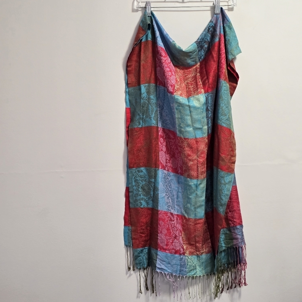 Pashmina Colorful Striped Shawl with Fringe